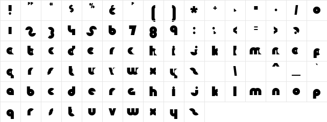 Moti Regular  glyph index