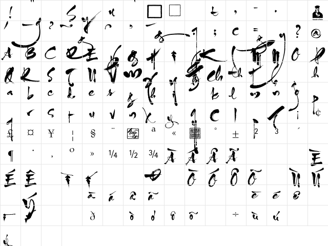 UTM ThuPhap Thien An Regular  glyph index