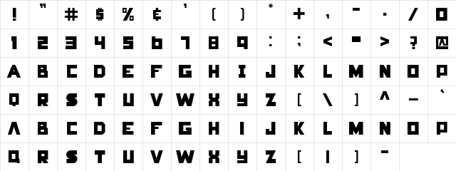 Hunger Games Regular  glyph index