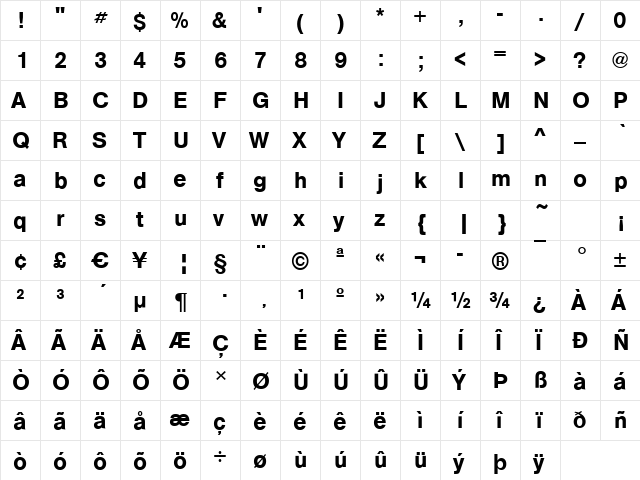 Arezzo Demi  glyph index