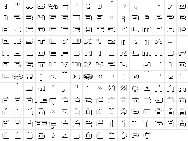 Gunship Shadow Shadow  glyph index