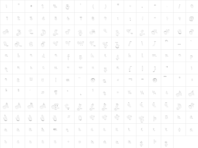 HamburgerUprightOutline Regular  glyph index