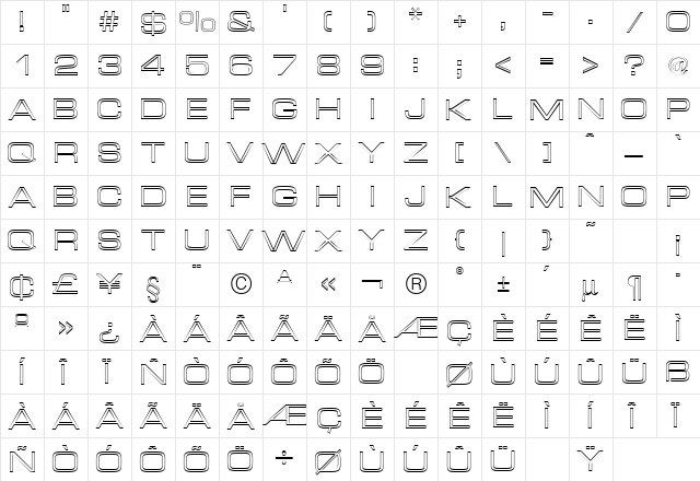 Micro Technic Extended Outline Regular  glyph index