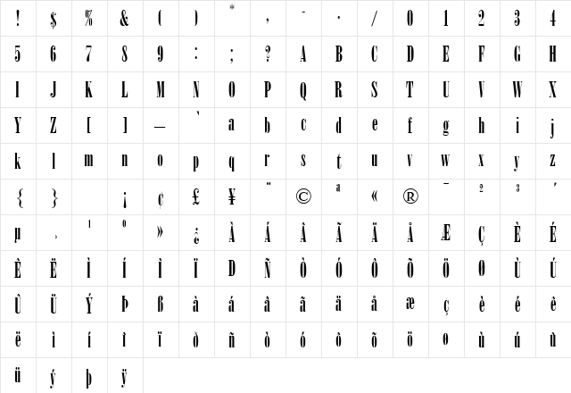 Winsom Script SSi Regular  glyph index
