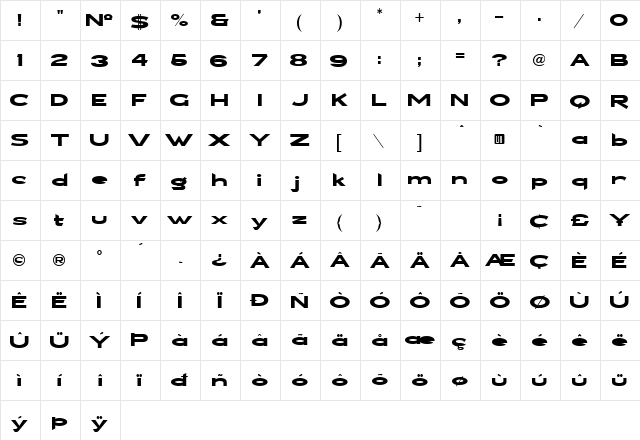LHF Brough Superior Regular  glyph index