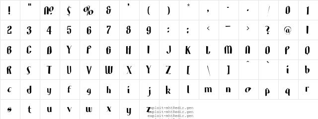 LHF Aristocrat Regular  glyph index
