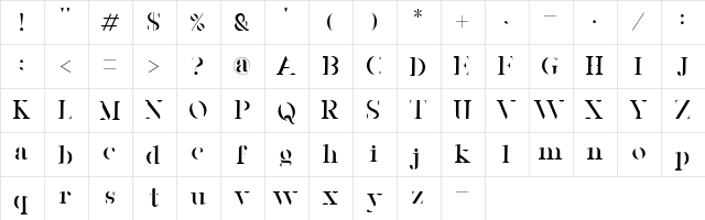 Moycen Regular  glyph index