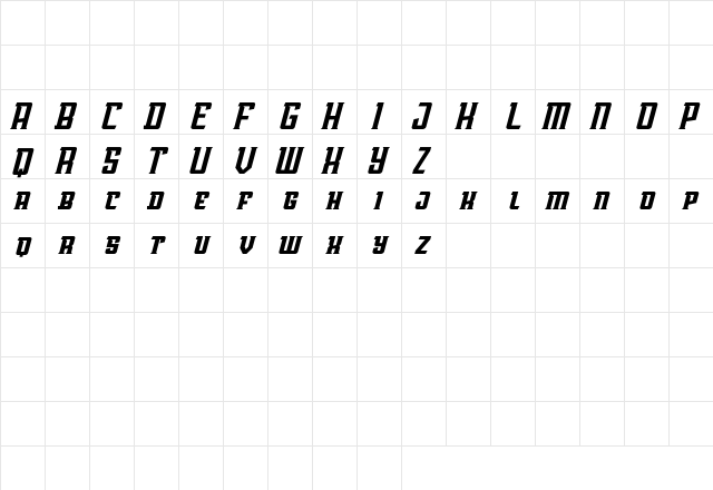 AwmU Slant Demo Regular  glyph index