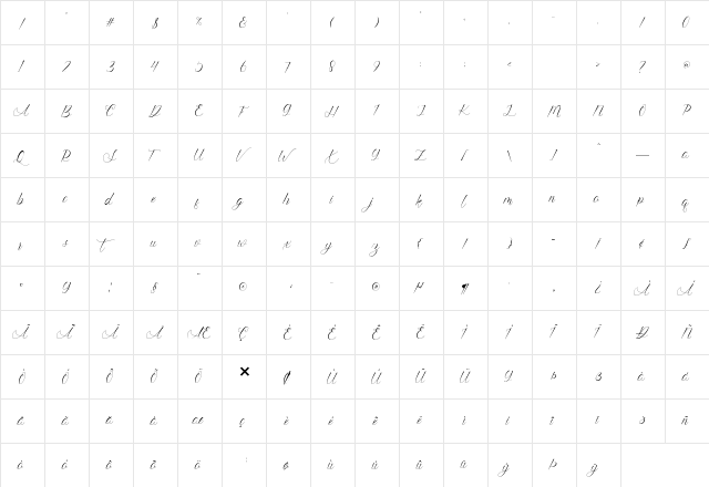 starlight - free for personal u Regular  glyph index