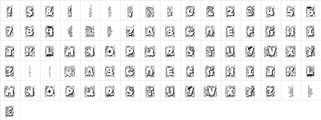 JFJungleRock Regular  glyph index