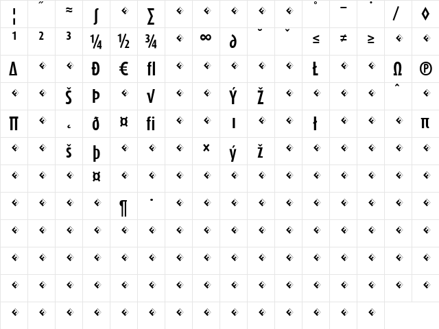 DaxCompact-BoldExpert Regular  glyph index