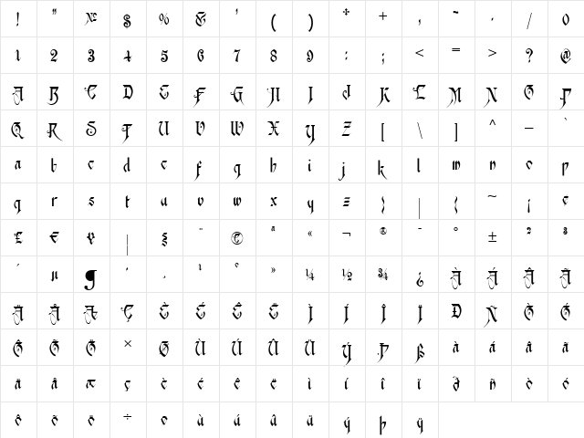 Scottsdale Text NF Regular  glyph index
