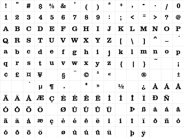 Adam's Apple 4 Regular  glyph index