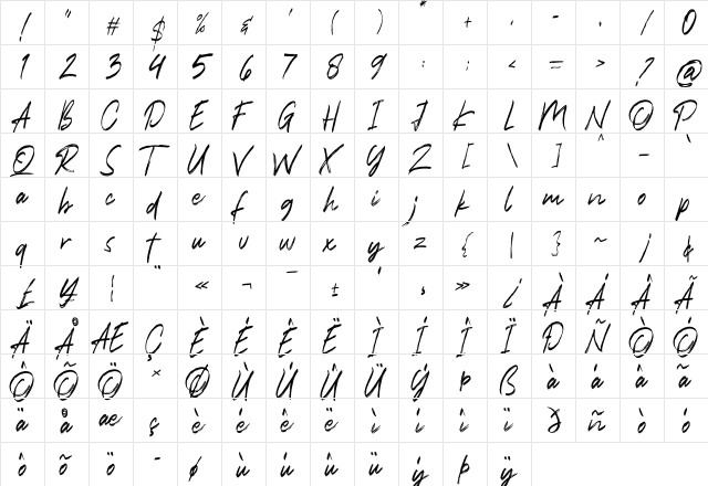 Anttariksa Regular  glyph index