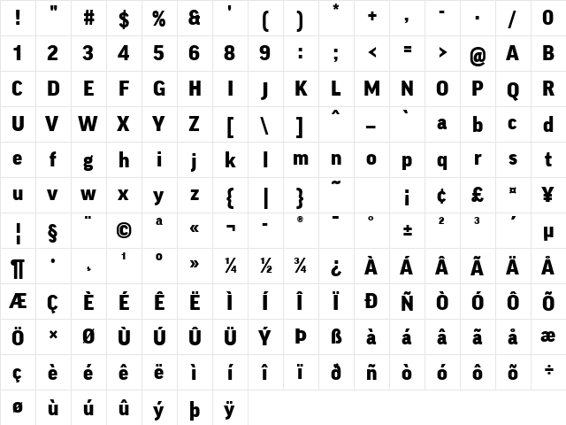 GoodLF-Black Regular  glyph index