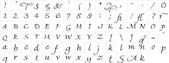 Hand Write Regular  glyph index