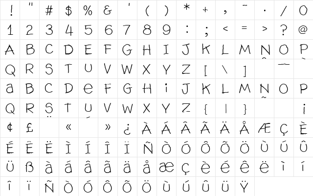 Hog Book - HMK Regular  glyph index