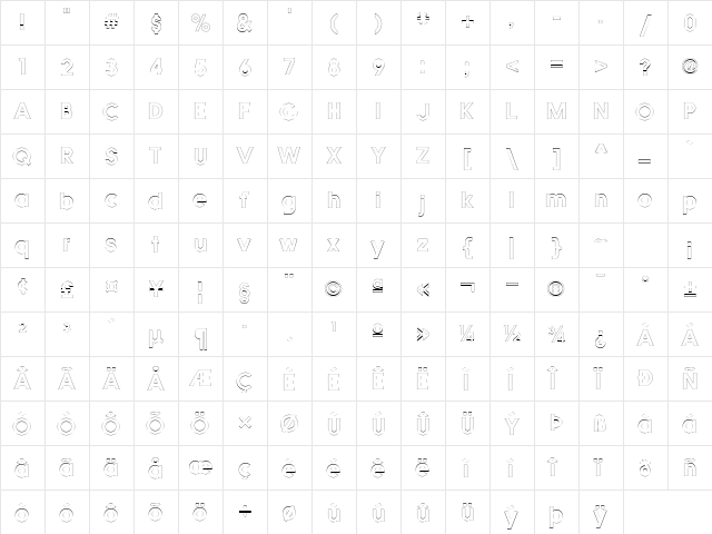 Quicksans Accurate ICG Out Regular  glyph index
