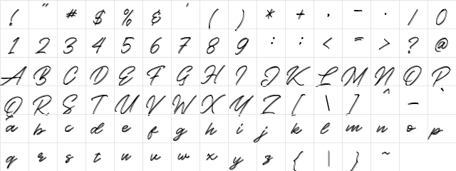 Kallisa Regular  glyph index