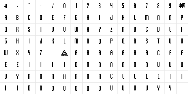 Tangerine XCn Regular  glyph index