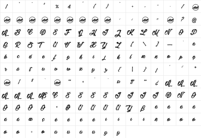 Litchis Island_PersonalUseOnly Regular  glyph index