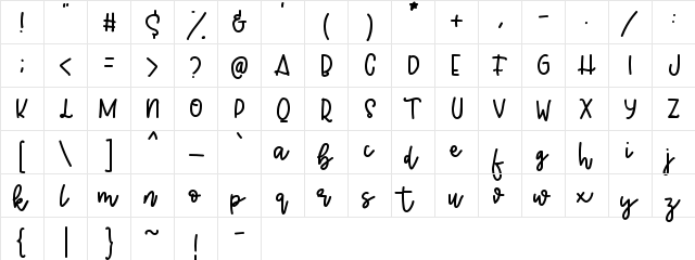 Jelly Berry Regular  glyph index