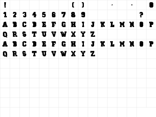 78SKATE Regular  glyph index