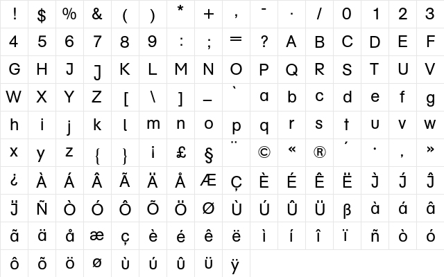 AG Schulbuch BQ Regular  glyph index