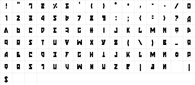 Nyet Condensed Condensed  glyph index