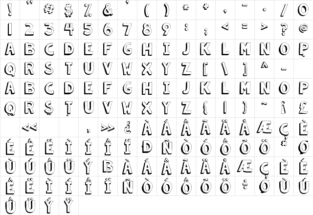 KG Summer Sunshine Shadow Regular  glyph index