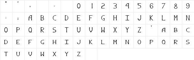 Angelus Regular  glyph index