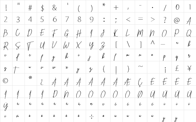 Ving Smith Regular  glyph index