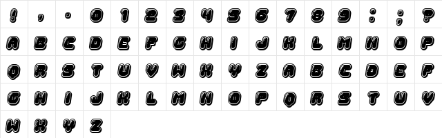 Jellies Italic  glyph index