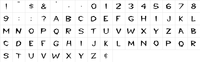 Cavemann Wd Regular  glyph index
