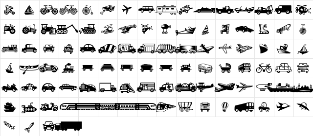 MiniPics LilVehicles  glyph index