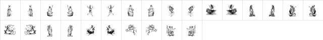 mythology three Regular  glyph index