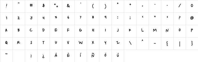 Handwritten Doodles Regular  glyph index