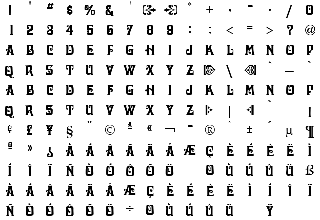 VoluteCapsSSK Regular  glyph index
