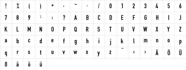 DIN1451EF Regular  glyph index