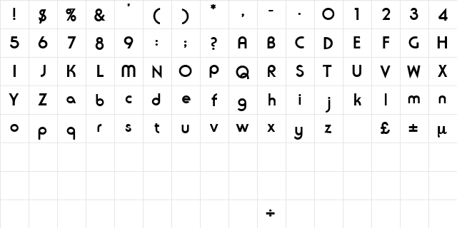 SeriusSSK Bold  glyph index