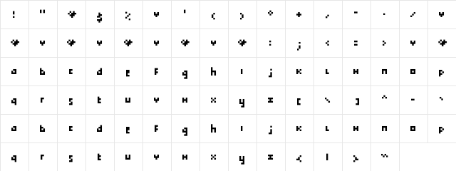 tokayz Regular  glyph index