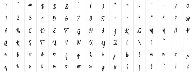 ABasterRules Regular  glyph index