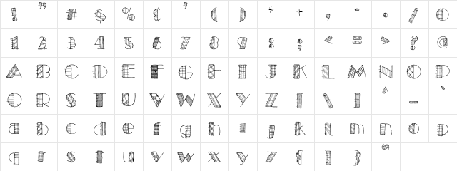 PC Sewing Scraps Regular  glyph index