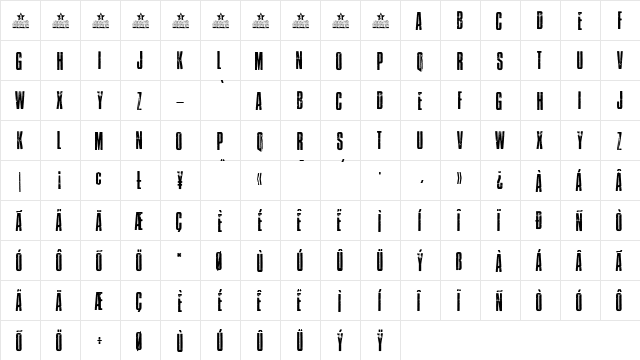 Atlantida PERSONAL USE Regular  glyph index