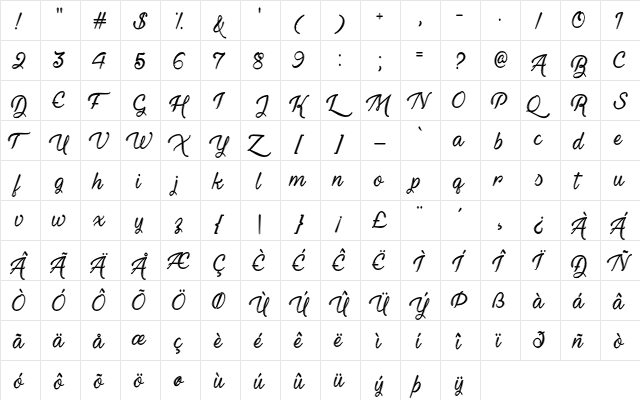 Haunted Eyes Regular  glyph index