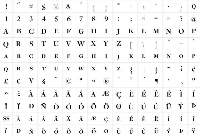 Freight Disp Bold SC  glyph index