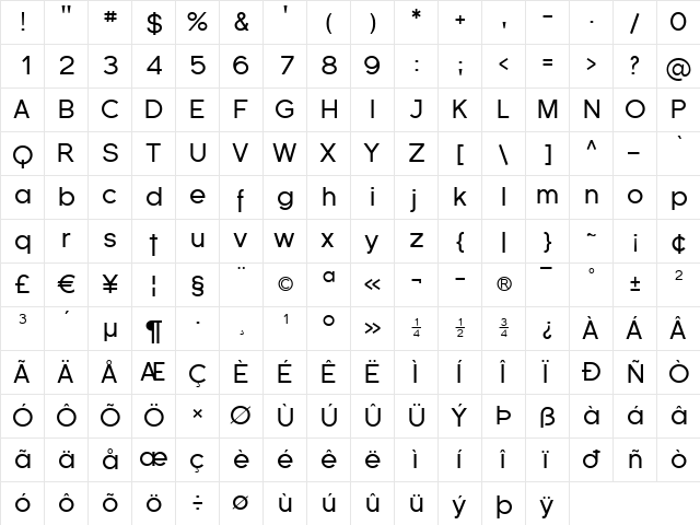 Florencesans Regular  glyph index