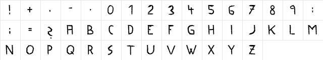 Palms Regular  glyph index