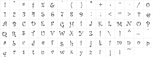 PC Carolee Regular  glyph index
