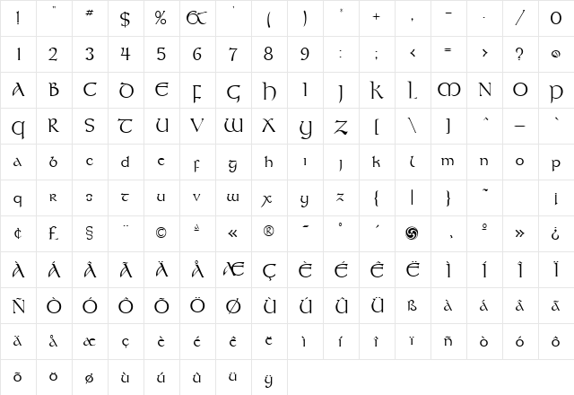 Umber SSi Regular  glyph index